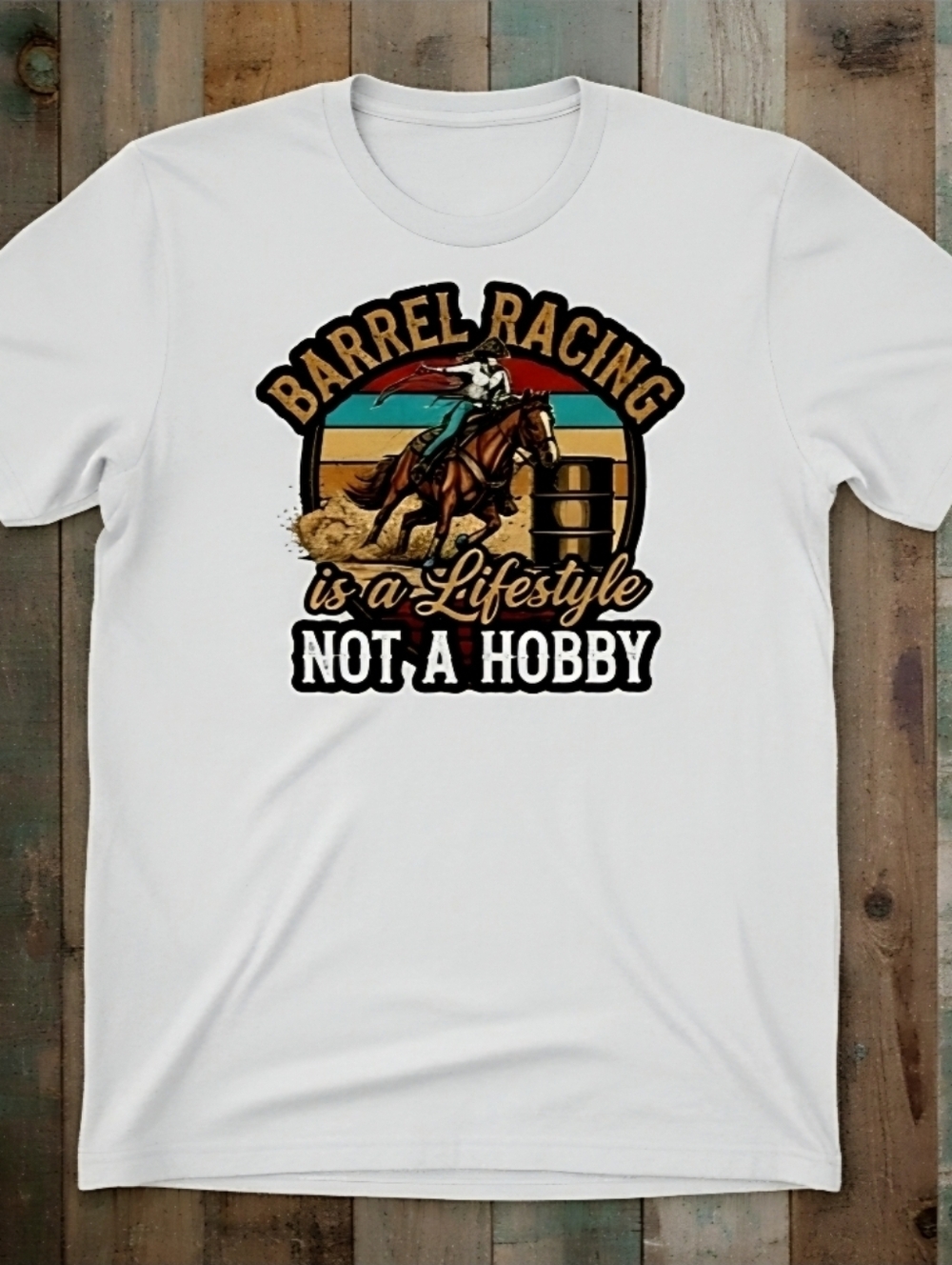Barrel Racing Tee • Western Rodeo Graphic Shirt • Cowgirl Horse Riding Top - Picture 14 of 16